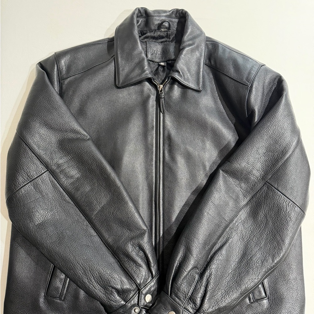 100% leather oversized bomber jacket